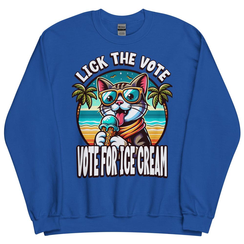 Lick The Vote Ice Cream Cat Sweatshirt - Royal Color - https://ascensionemporium.net